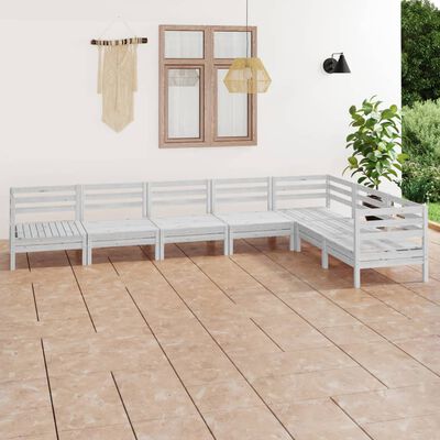 vidaXL Juego de muebles de jardín 7 piezas madera maciza pino blanco