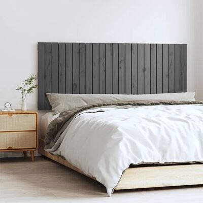 vidaXL Cabecero de cama de pared madera maciza pino gris 147x3x60 cm