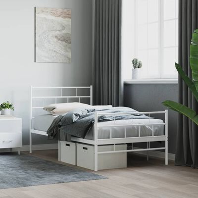 vidaXL Estructura cama sin colchón con estribo metal blanco 90x190 cm