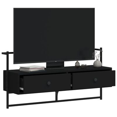 vidaXL Mueble de TV de pared madera ingeniería negro 100,5x30x51 cm