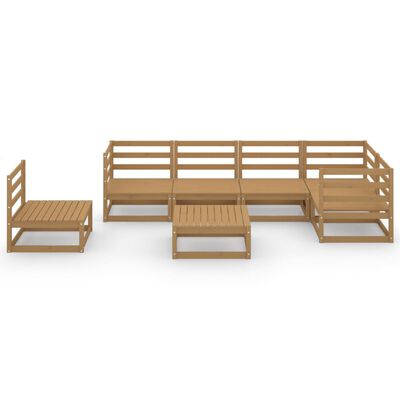 vidaXL Muebles de jardín 7 piezas marrón miel madera maciza de pino