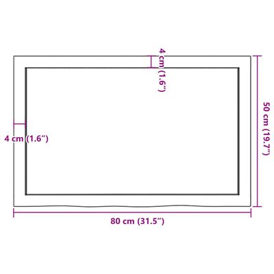 vidaXL Tablero de mesa madera maciza roble sin tratar 80x50x(2-6) cm