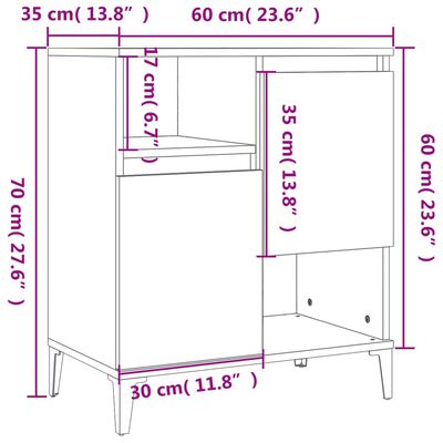 vidaXL Aparadores 3 uds madera contrachapada gris hormigón 60x35x70 cm