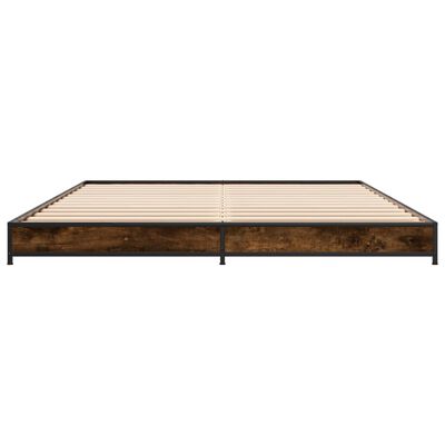 vidaXL Estructura cama madera ingeniería metal roble ahumado 140x190cm