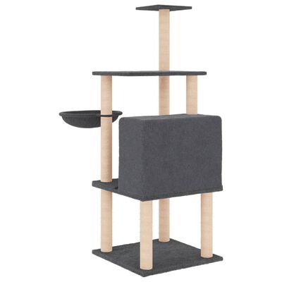 vidaXL Rascador para gatos con postes de sisal gris oscuro 132 cm