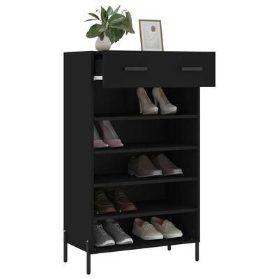 vidaXL Zapatero madera de ingeniería negro 60x35x105 cm