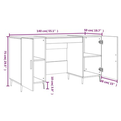 vidaXL Escritorio madera de ingeniería roble Sonoma 140x50x75 cm