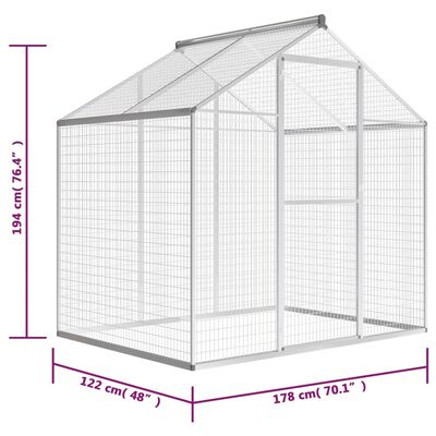 vidaXL Pajarera de exterior de aluminio 178x122x194 cm