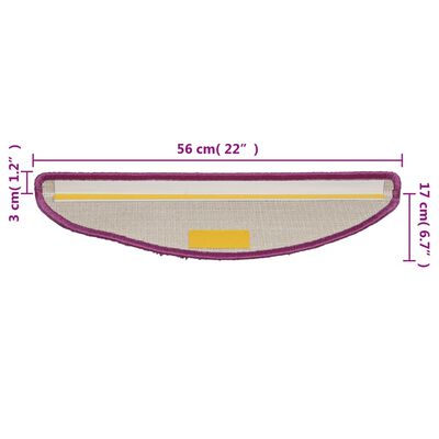 vidaXL Alfombrillas de escalera 5 unidades violeta 56x17x3 cm