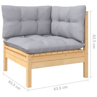 vidaXL Juego de muebles de jardín 6 pzas y cojines madera pino gris