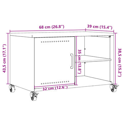 vidaXL Mueble de TV de acero verde oliva 68x39x43,5 cm