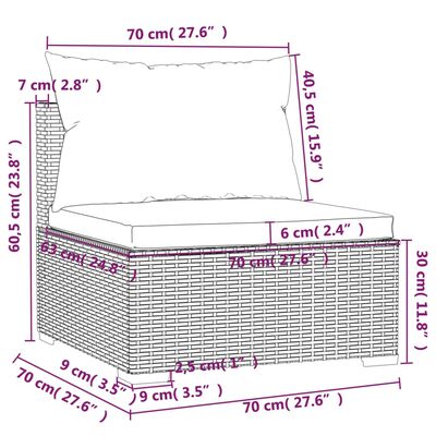 vidaXL Set de muebles de jardín 12 pzas cojines ratán sintético negro