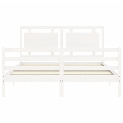 vidaXL Estructura de cama con cabecero madera maciza blanco 160x200 cm