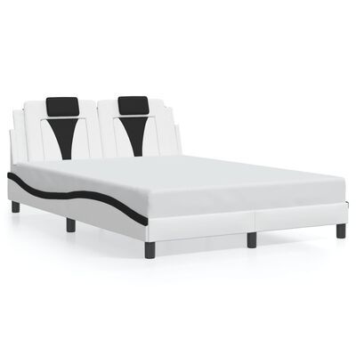 vidaXL Estructura cama cabecero cuero sintético blanco negro 140x200cm