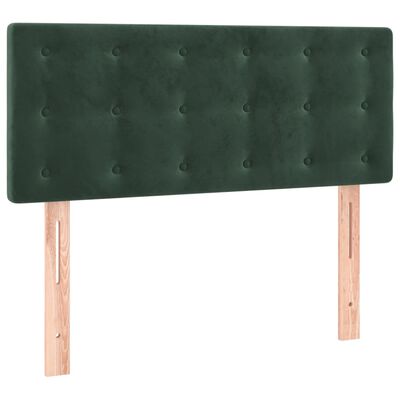vidaXL Cama box spring colchón y LED terciopelo verde oscuro 90x200 cm