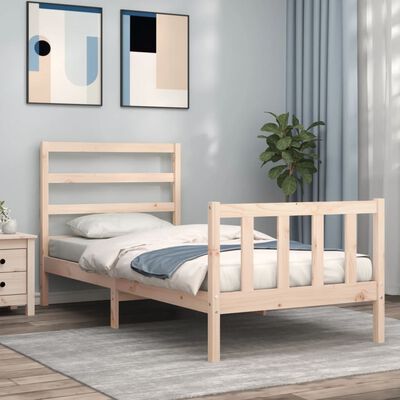 vidaXL Estructura de cama con cabecero madera maciza 90x190 cm