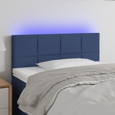 vidaXL Cabecero con LED de tela azul 100x5x78/88 cm