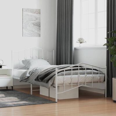 vidaXL Estructura cama sin colchón con estribo metal blanco 100x200 cm