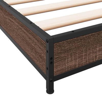 vidaXL Estructura cama madera ingeniería metal marrón roble 140x200 cm