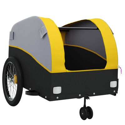 vidaXL Remolque para bicicleta hierro negro y amarillo 45 kg