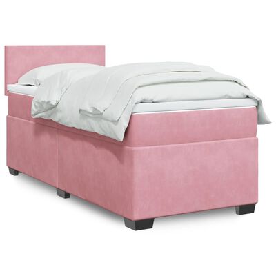 vidaXL Cama box spring con colchón terciopelo rosa 100x200 cm