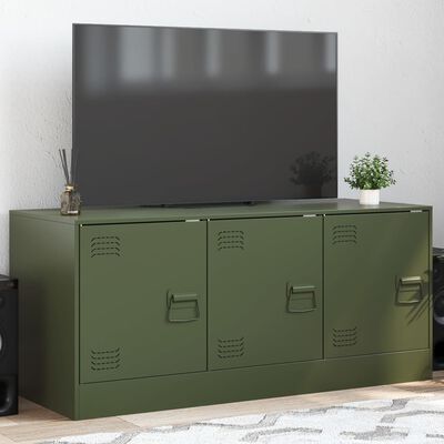 vidaXL Mueble de TV de acero verde oliva 99x39x44 cm