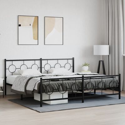 vidaXL Estructura cama sin colchón con estribo metal negro 200x200 cm