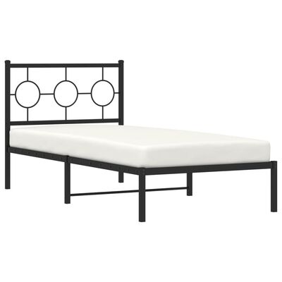 vidaXL Estructura cama sin colchón con cabecero metal negro 90x200 cm