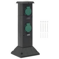 vidaXL Columna de 4 enchufes de exterior negro y verde 16x16x39,5 cm