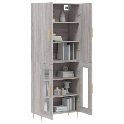 vidaXL Aparador alto madera contrachapada gris sonoma 69,5x34x180 cm