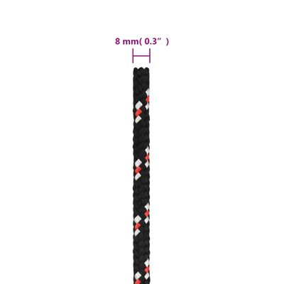 vidaXL Cuerda de trabajo polipropileno negro 8 mm 250 m