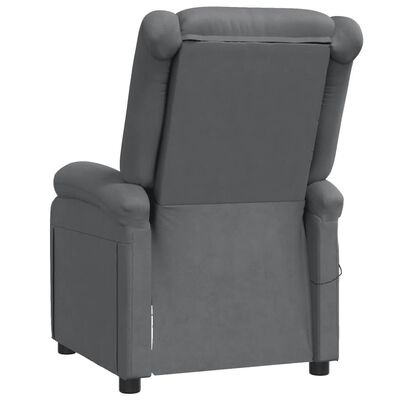 vidaXL Sillón de masaje de cuero sintético gris antracita