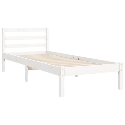 vidaXL Estructura de cama con cabecero madera maciza blanco