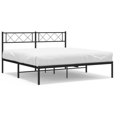 vidaXL Estructura cama sin colchón con cabecero metal negro 120x200 cm