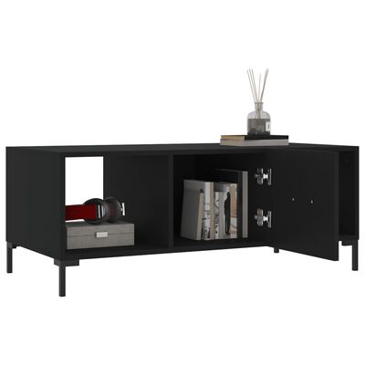 vidaXL Mesa de centro madera contrachapada negro 102x50x40 cm