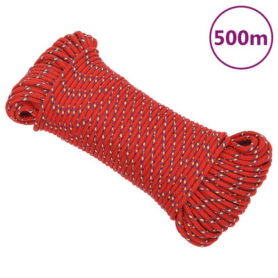 vidaXL Cuerda de barco polipropileno rojo 3 mm 500 m