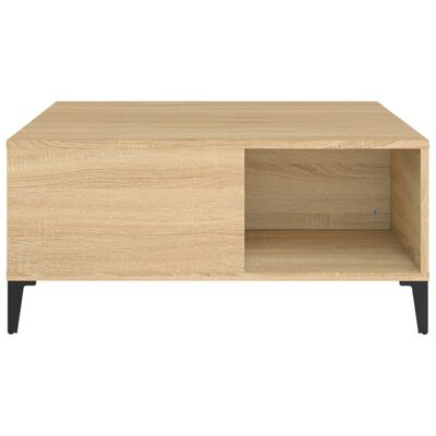 vidaXL Mesa de centro madera contrachapada roble Sonoma 80x80x36,5 cm