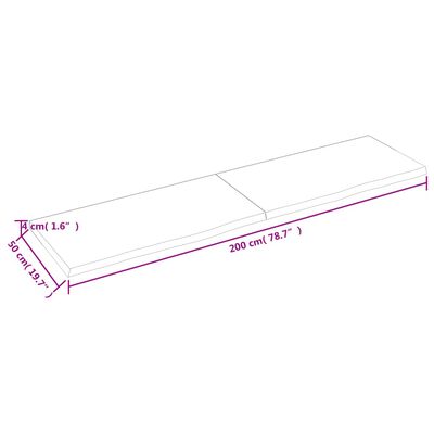 vidaXL Estante pared madera roble tratada marrón oscuro 200x50x(2-4)cm