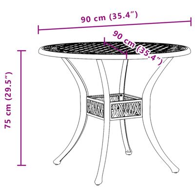 vidaXL Mesa de jardín aluminio fundido blanco Ø90x75 cm