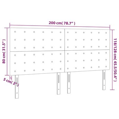 vidaXL Cabecero con luces LED terciopelo negro 200x5x118/128 cm