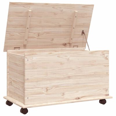 vidaXL Baúl de almacenaje con ruedas ALTA madera maciza 73x39,5x44 cm