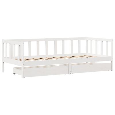 vidaXL Sofá cama con cajones madera maciza de pino blanca 90x190 cm