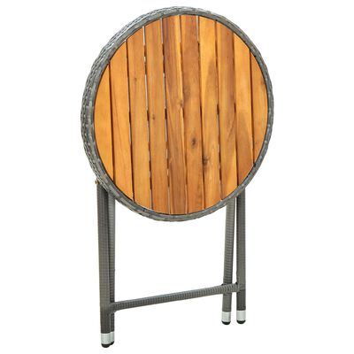 vidaXL Mesa de centro ratán sintético y madera maciza de acacia 60 cm