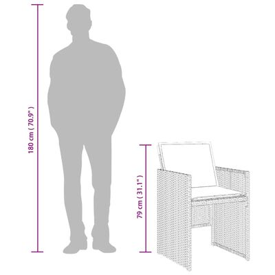 vidaXL Set comedor de jardín con cojines 13 pzas ratán sintético negro