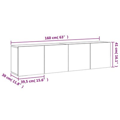 vidaXL Muebles para TV de pared 2 unidades roble ahumado 80x30x41 cm