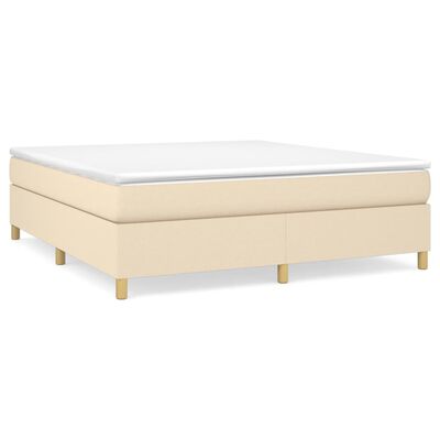 vidaXL Cama box spring con colchón tela color crema 180x200 cm