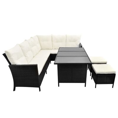 vidaXL Set de muebles de jardín 4 pzas y cojines ratán sintético negro