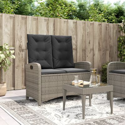 vidaXL Sillón reclinable de jardín con cojines ratán sintético gris