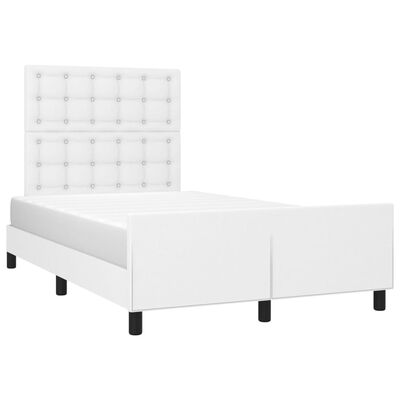 vidaXL Estructura de cama cabecero cuero sintético blanco 120x200 cm