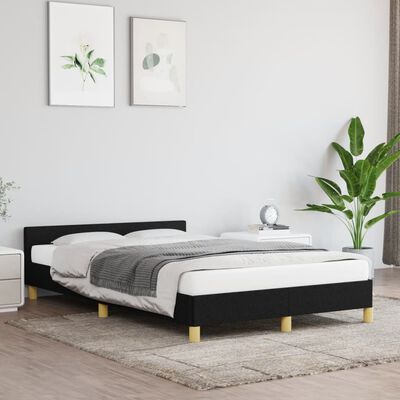 vidaXL Estructura de cama con cabecero tela negro 120x190 cm